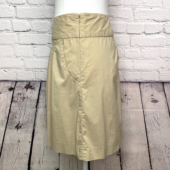 Banana Republic Pleated Skirt Pockets Khaki 8 NEW - Picture 4 of 8